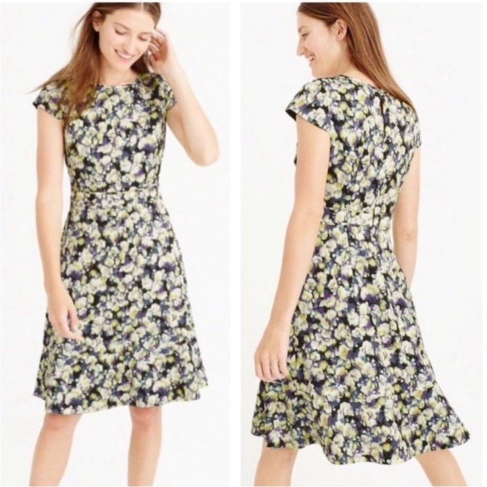 NWT J. Crew Cap Sleeve Dress in Clover Graphic Floral 8